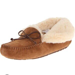 UGG Alena Moccasin Slippers, hestnut Suede with Sheepskin Lining